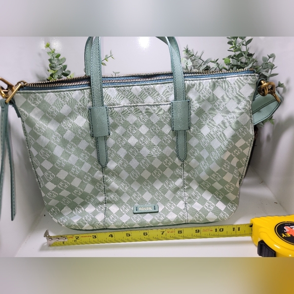 MINT Green vinyl Fossil Tote - Picture 1 of 6